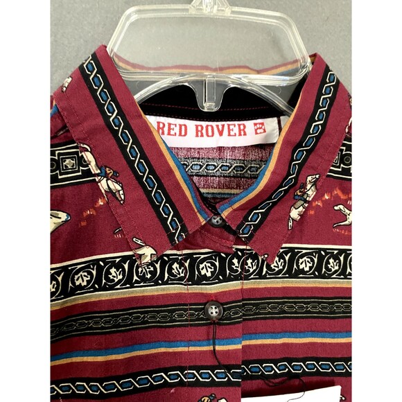 Vintage Red Rover Shirt Youth Medium Western 90’s Aztec Dead Stock Button Up Dog - Picture 10 of 11